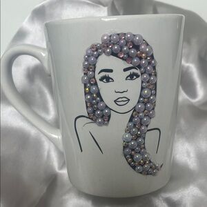 Bling Coffee Mug with Beaded Hair Design
